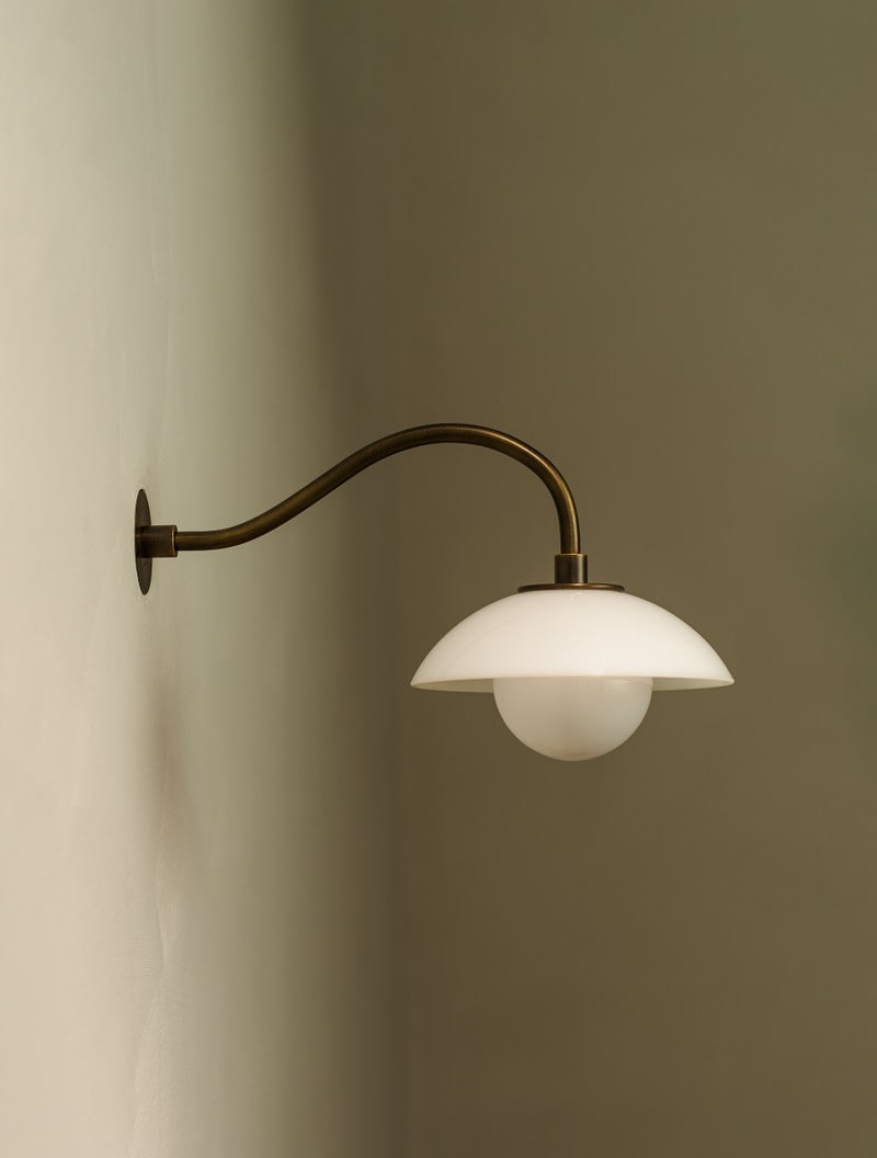 Mini Dome Swan Neck shown in Bronze, Opal dome and globe